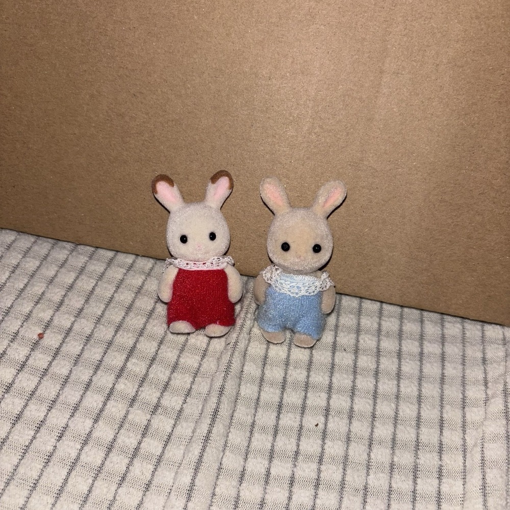 Calico Critters Sylvanian Families Chocolate Milk Rabbit Baby Figures Lot Bundle
